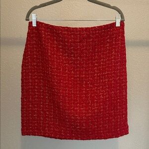 Boston Proper tweed Vibrant Red Mini Skirt size 10